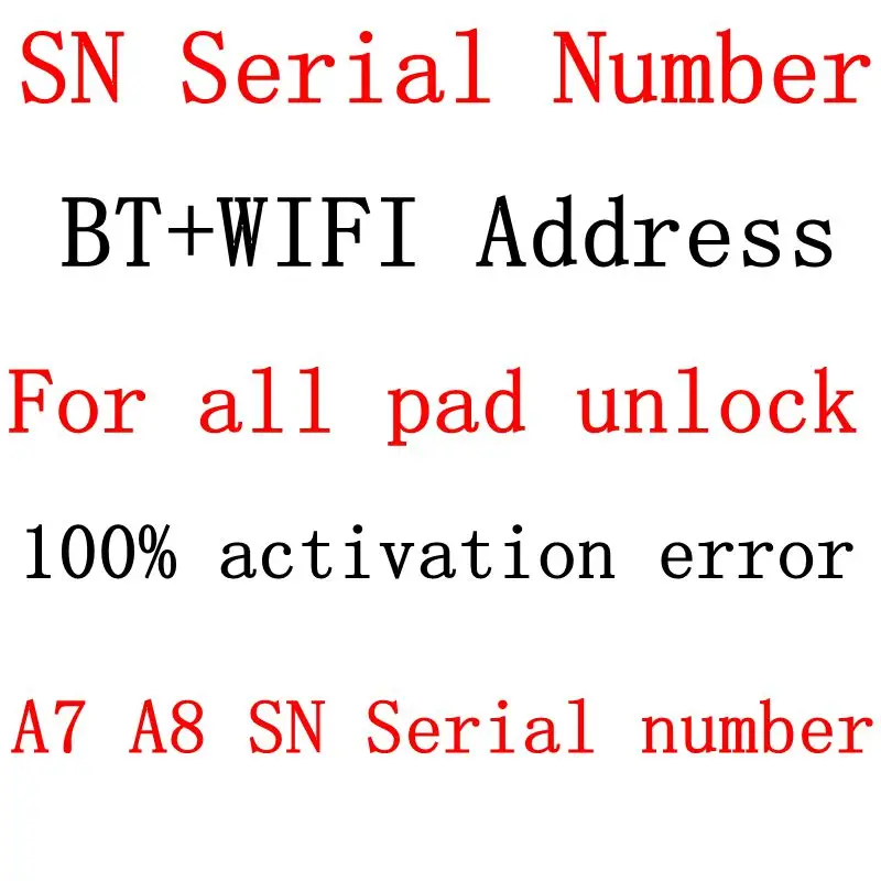 

SN Serial Number For iPad mini 1 2 3 4 iPad Air 1 2 iPad Pro Serial Number WiFi Bluetooth address for iPad icloud unlock