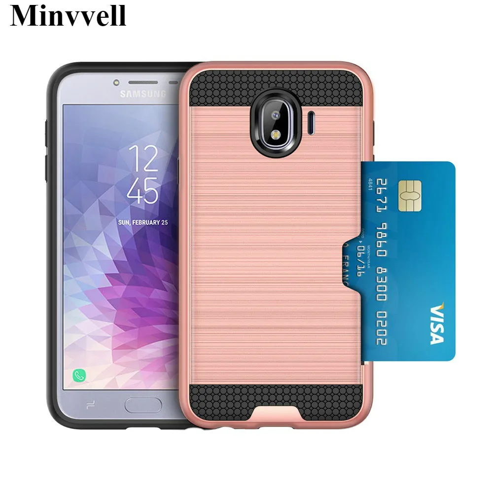 Прочный чехол для Samsung Galaxy J4 2018 металлический корпус с отделением карт