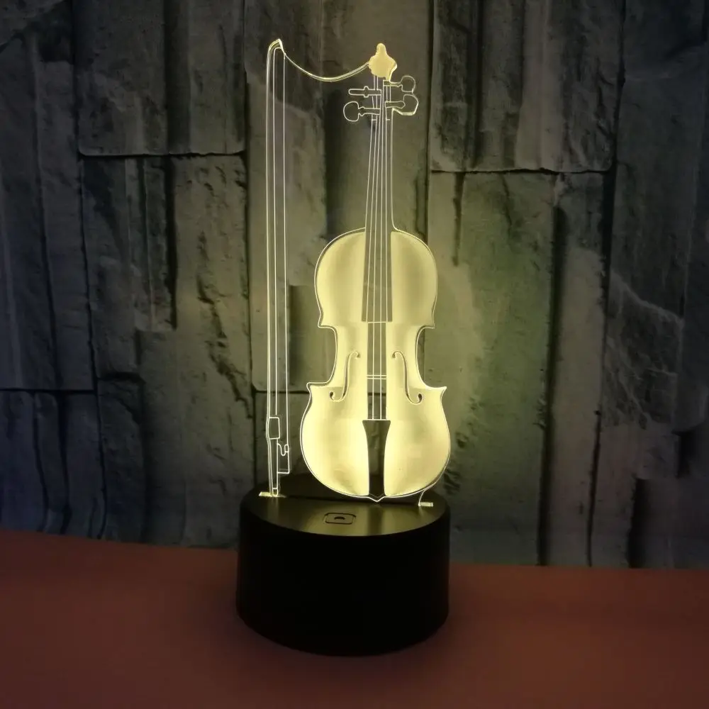 

New Violin 3d Nightlight Seven Colourful Touch Remote controlled Led Desk Lamp Visual Light Gift Atmosphere 3d Table Lamp