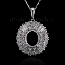 Новейший Овальный 8x10 мм 18 к белое золото натуральный бриллиант полу крепление кулон SR002