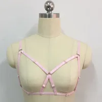 Новое бледно-розовое сексуальное женское белье Wonen body портупея, Пастельная готика Харадзюку бандаж жгут можно регулировать ремни клетка бюстгальтер