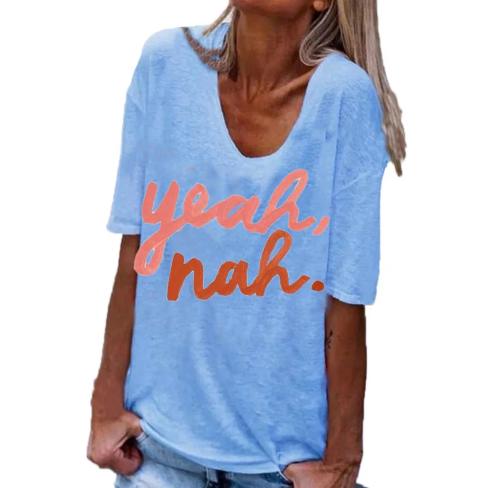2019 women's casual letter print tops and blouses summer sexy short-sleeved beach top summer blouses et chemisiers femme 40J12 (2)