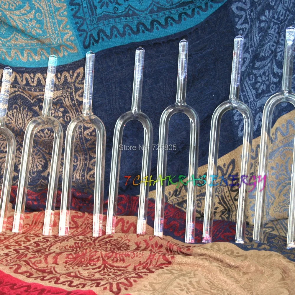 one set 8pcs octave clear quartz crystal singing tuning fork with C D E F G A B C5 tone tuning
