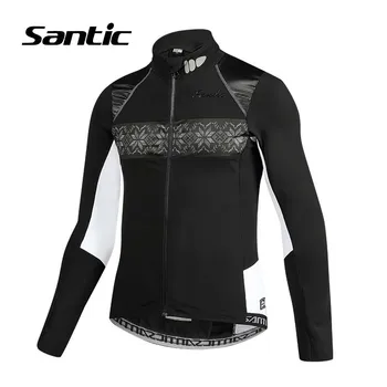 

Santic Cycling Jacket Men Long Sleeve Windproof Cycling Clothing Fleece Thermal Bicycle Wind Coat Mountain Road Bike Jacket