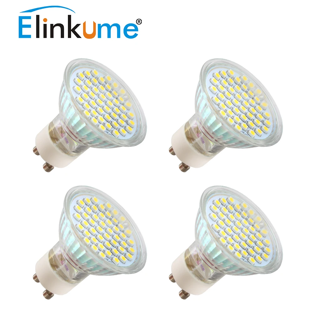 Elinkume GU10 Светодиодный светильник 2 Вт 3 Точечный 48 60 шт. SMD3528 домашняя лампа со