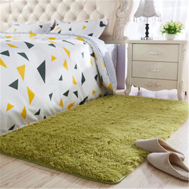 Thickened washed long hair non-slip silk carpet living room coffee table mat bedroom rug bedside blanket Nordic style carpet