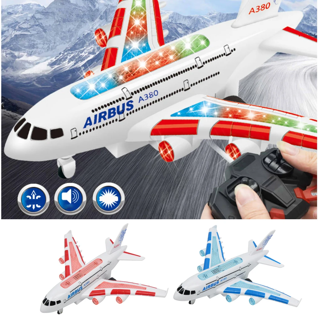 

Kids RC Remote Control Airplane Toy Plane A380 Airbus - w/ Flashing Light & Jet Engine Sound - Great Gift for boys & girls 2Set