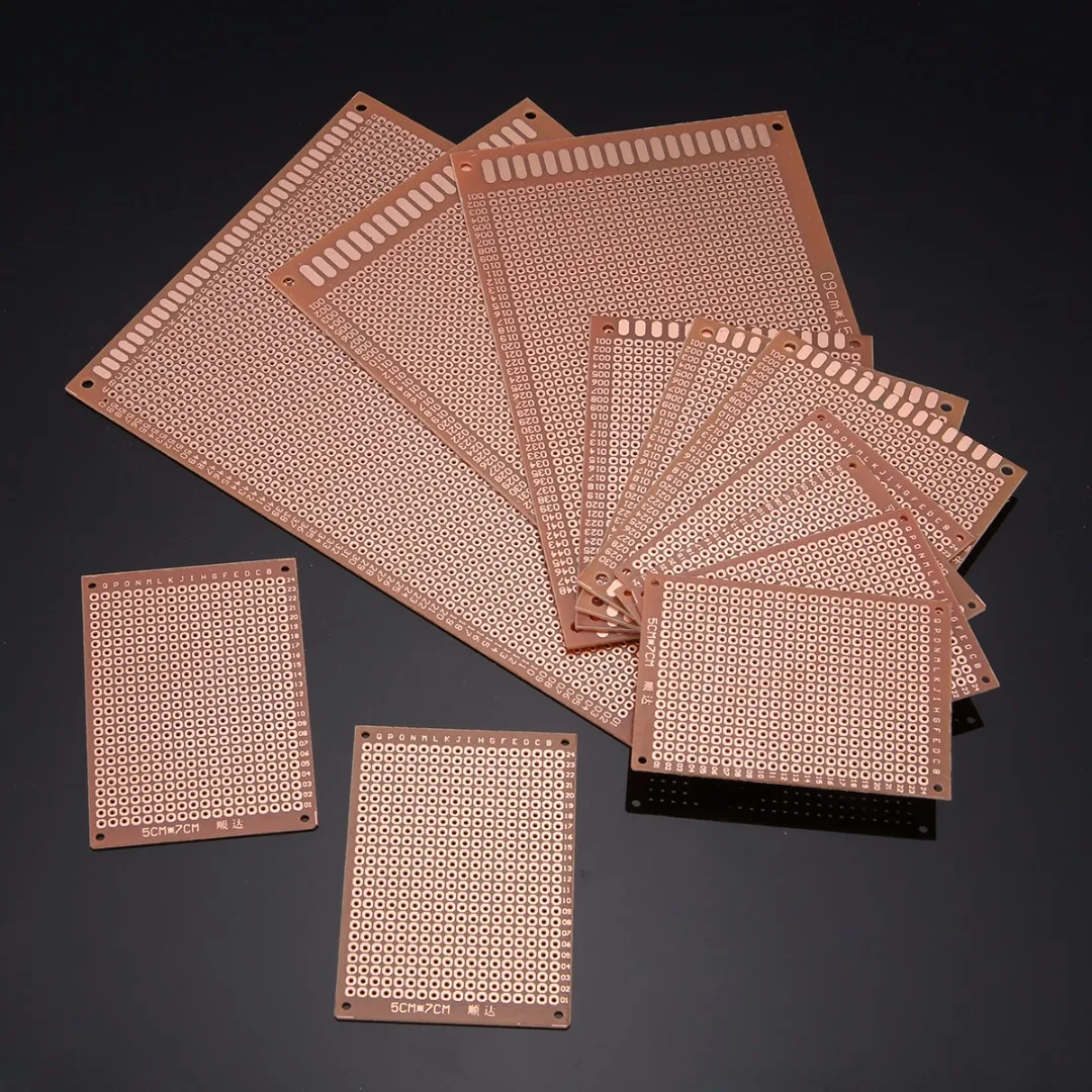 12pcs DIY Prototyping Board PCB Printed Circuit Prototype Breadboard Stripboard 12x18/9x15/7x9/5x7cm