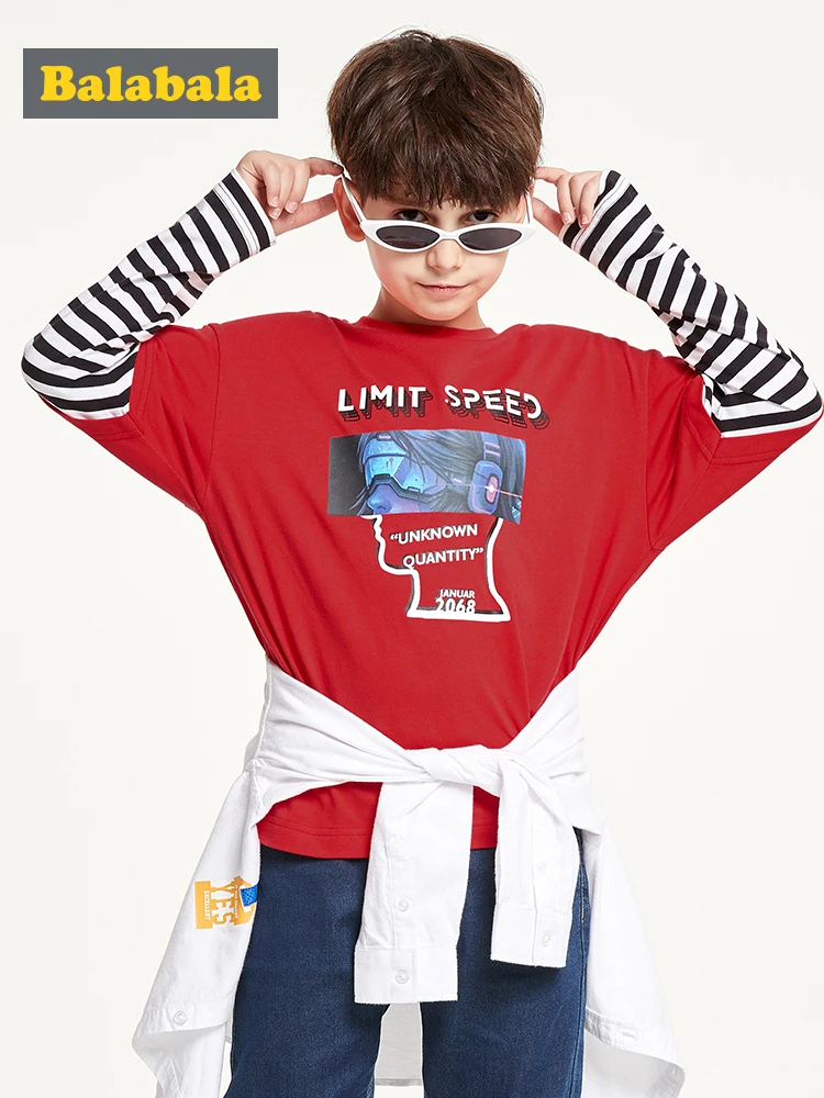 

Balabala Children clothing boy long sleeve t-shirt autumn 2019 new children tshirt fashion tide cool Korean version