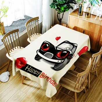 

Cartoon Car Tablecloth Creative Bear and Fish Pattern for Children Polyester Comfortable Waterproof Table Cloth Cover for Home