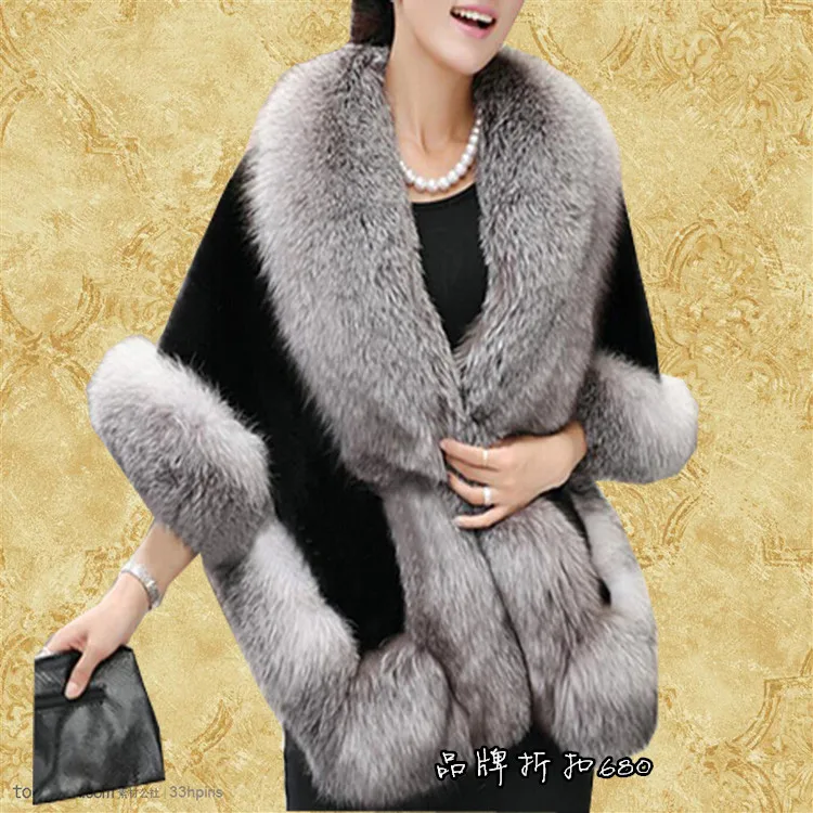 

2019 Winter Faux Fox Fur Mink Rabbit Poncho Cape Bridal Wedding Shawl Cape Women Vest Body Warmer Fur Coat