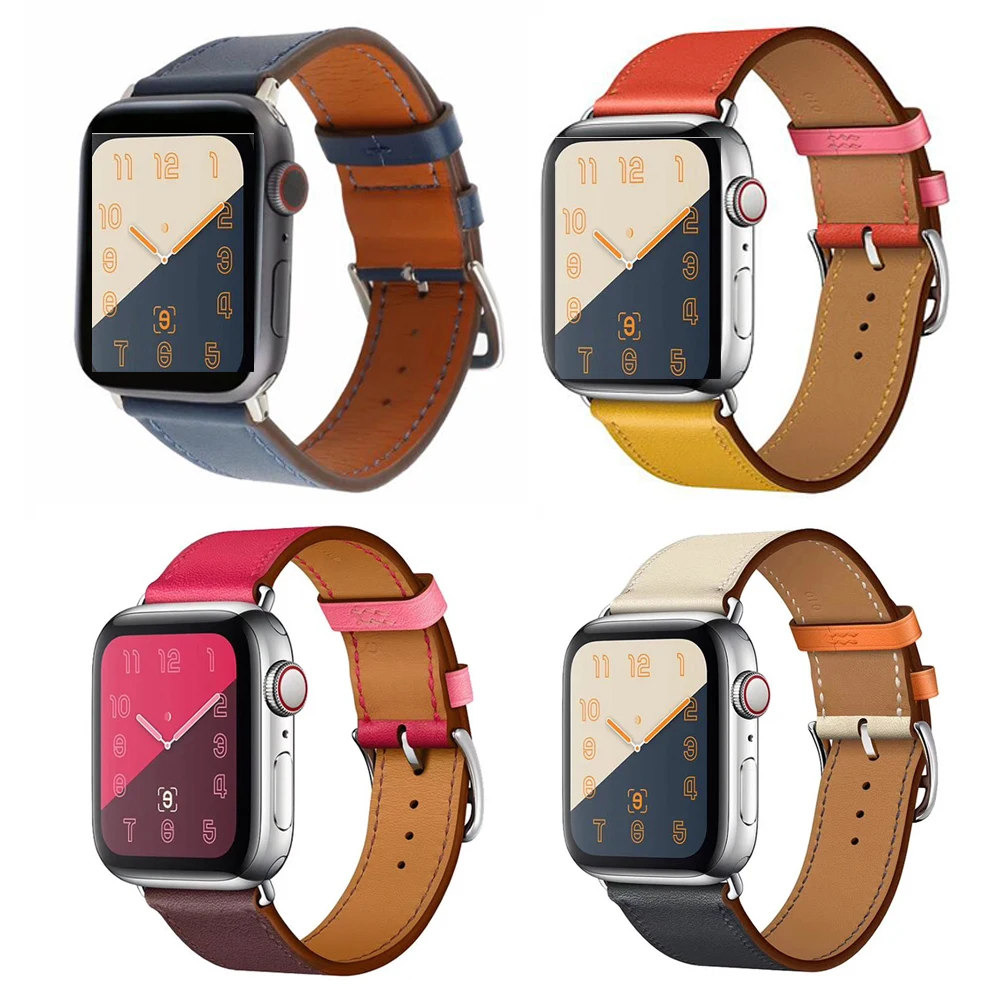 Новые модные кожаный ремешок 42 мм, 38 мм, 40 мм 44 мм для apple watch band 3/2/1 спортивные Бизнес для наручных часов iWatch, 4 strapseries 5