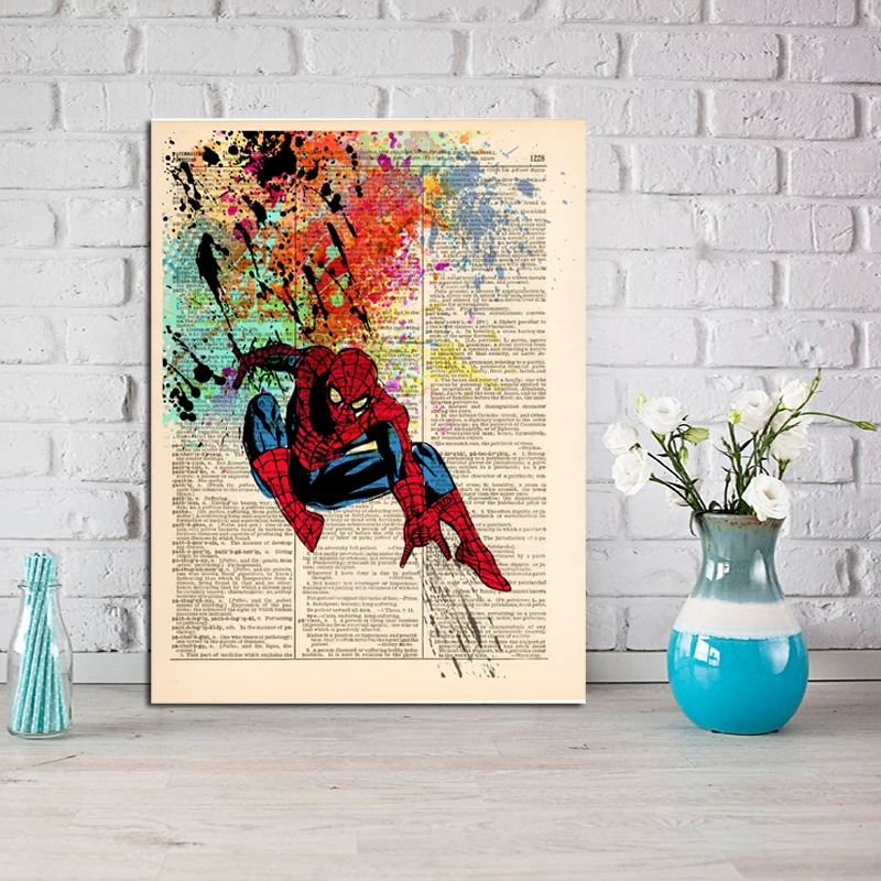 

Simple Dictionary Art Print Spiderman Canvas Painting Movie Posters Prints Wall Art Decorative Picture Modern Home Decoration