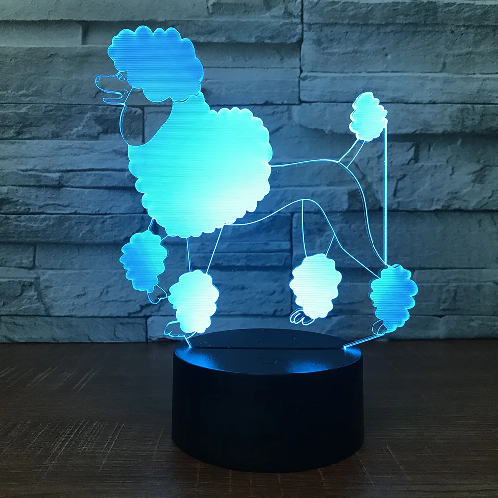 Poodle Dog 3d Lamp 7 Colors Led Night Lamps For Kids Touch Led Usb ...