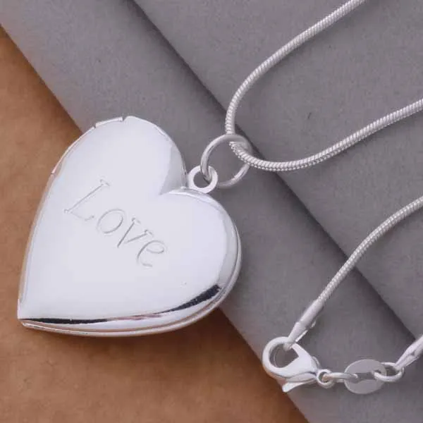

AN737 Hot 925 sterling silver Necklace 925 silver fashion jewelry pendant heart and love /hebapvia binajzua