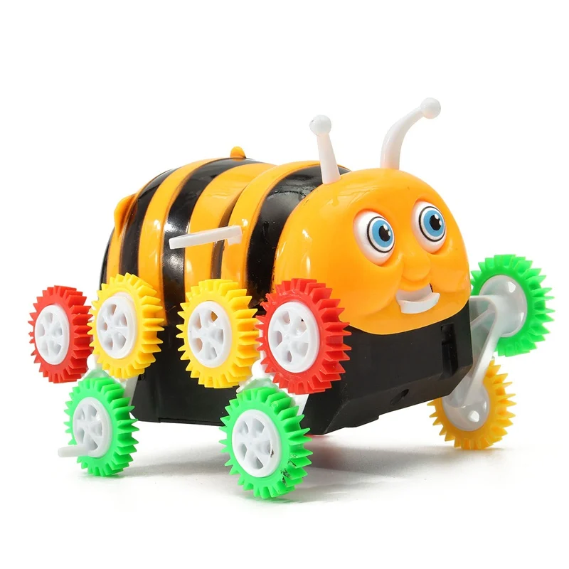 

Cute Funny Colorful Electric Cartoon Bee Bucket Stunt Car Automatic Flip Electic12 wheels Bee Dumpers Infant Toys Gift For kids