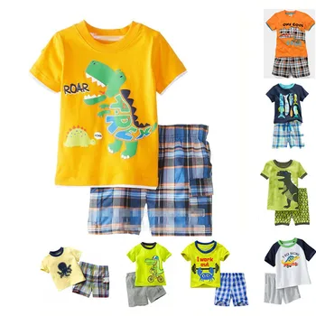 

Kids Summer Clothes Dinosaur Shark Animal Costume Children Toddler Boys Clothing T-shirt+shorts Boutique Outfits 2 4 7 Years