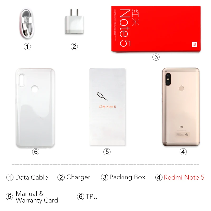 Xiaomi телефон Redmi Note 5 64 Гб ПЗУ 4 ОЗУ Snapdragon 636 Восьмиядерный Двойная камера 12 Мп + 99
