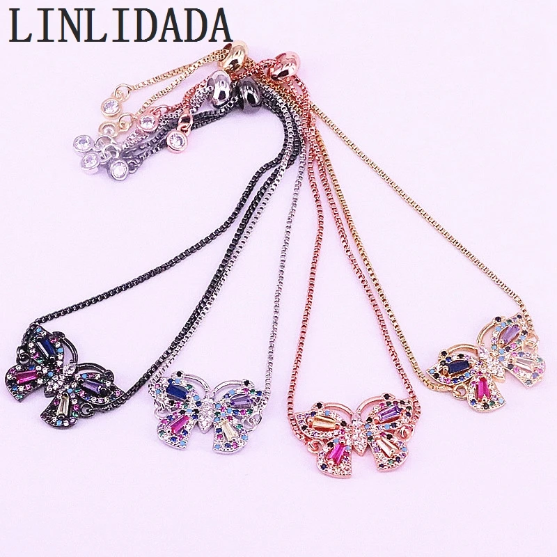 

8Pcs New Fashion Colorful CZ Cubic Zirconia Micro Pave Butterfly Bracelet Female Party Jewelry