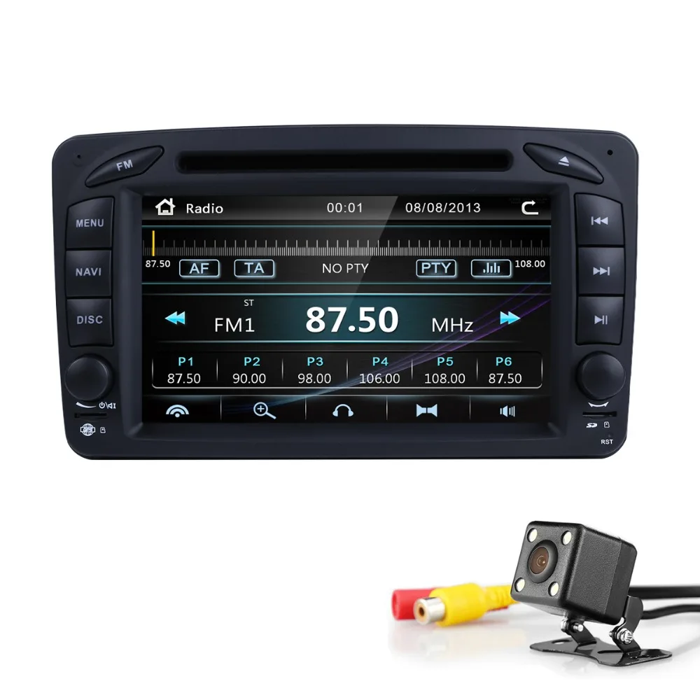 Clearance Hizpo 2Din SteeringWheel For Mercedes/Benz/W209/203 Car DVD Player AM/FM GPS Navigation Radio Stereo DAB+ RDS TPMS MirrorLink SD 2