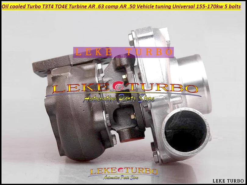 Oil cooled Turbo T3T4 T3 T4 T3T4 TO4E Turbine AR .63 comp AR .50 Turbocharger For Vehicle tuning Universal 155-170kw 5 bolts (5)