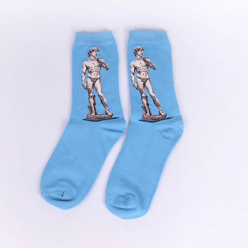 Осенне-зимние модные ретро женские новые персональные художественные Ван Гог Фреска всемирно известная живопись серии мужские носки масляные забавные носки горячая распродажа - Цвет: David