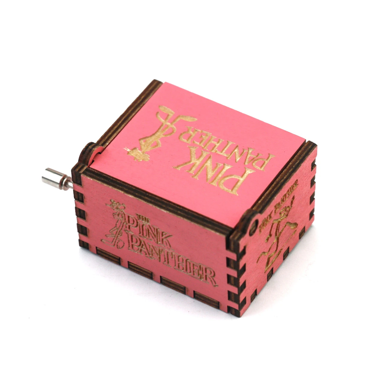 The Pink Panther Themed Wooden Music Box Hand Cranked 