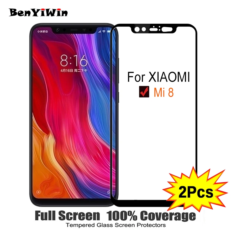 

2PCS Full Cover Screen Protector Tempered Glass For Xiaomi mi8 6.21" 9H Protective glass For xiaomi MI8 MI 8 Mi 8 mi 8 Film Case