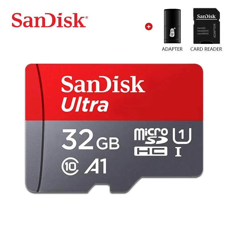 SanDisk Ультра карта памяти 128 Гб 64 ГБ 32 ГБ 16 ГБ Micro sd карта MicroSDHC A1 SD/TF карта UHS-I класс 10 Флэш-карта - Емкость: 32g with reader