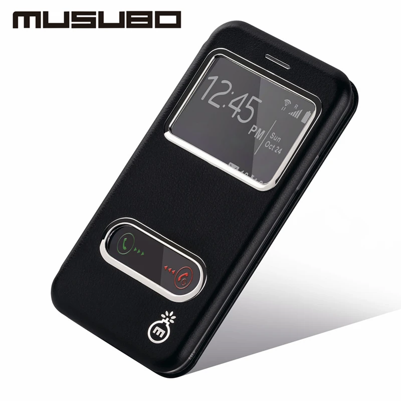 

Musubo PU Leather Case Cover for iphone 7 Flip Cases For iphone 7 plus 6 6s Stand Cover Smart View Window Offer Screen Protector