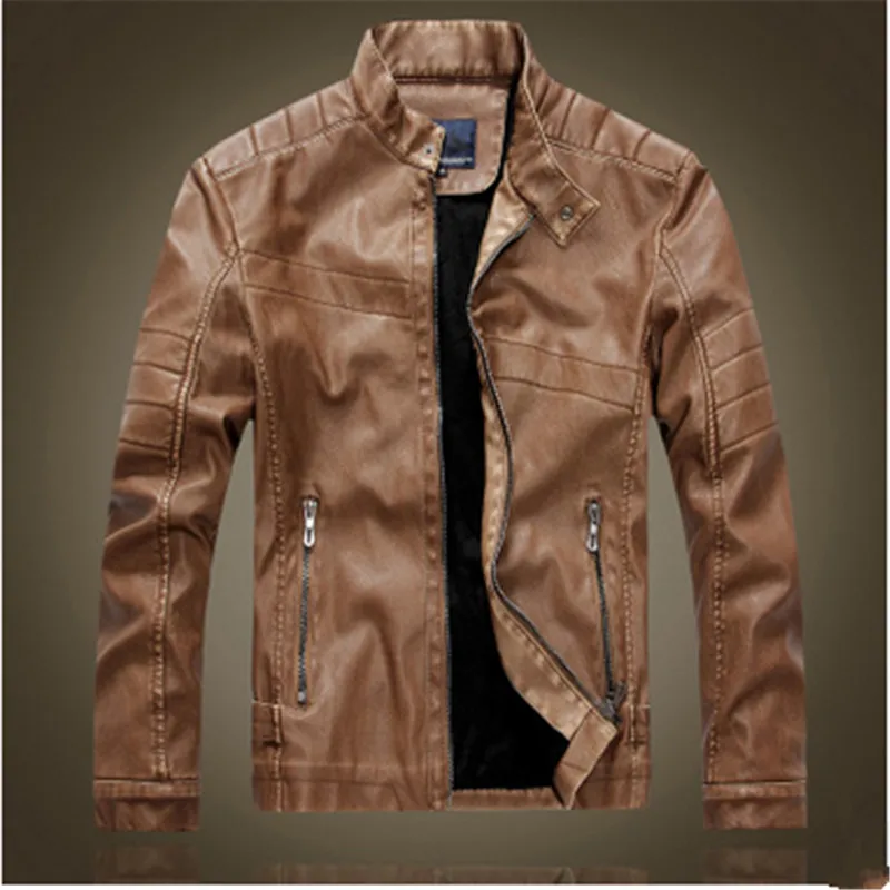

2019 New Men's Short Leather Jackets Men Stand Collar Coats Male Motorcycle Leather Jacket Solid Casual Brand Clothing