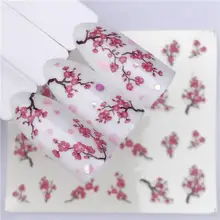 LCJ 1 лист Водные Наклейки для ногтей цветок сливы шаблон транфер стикер Фламинго Фрукты украшения для ногтей