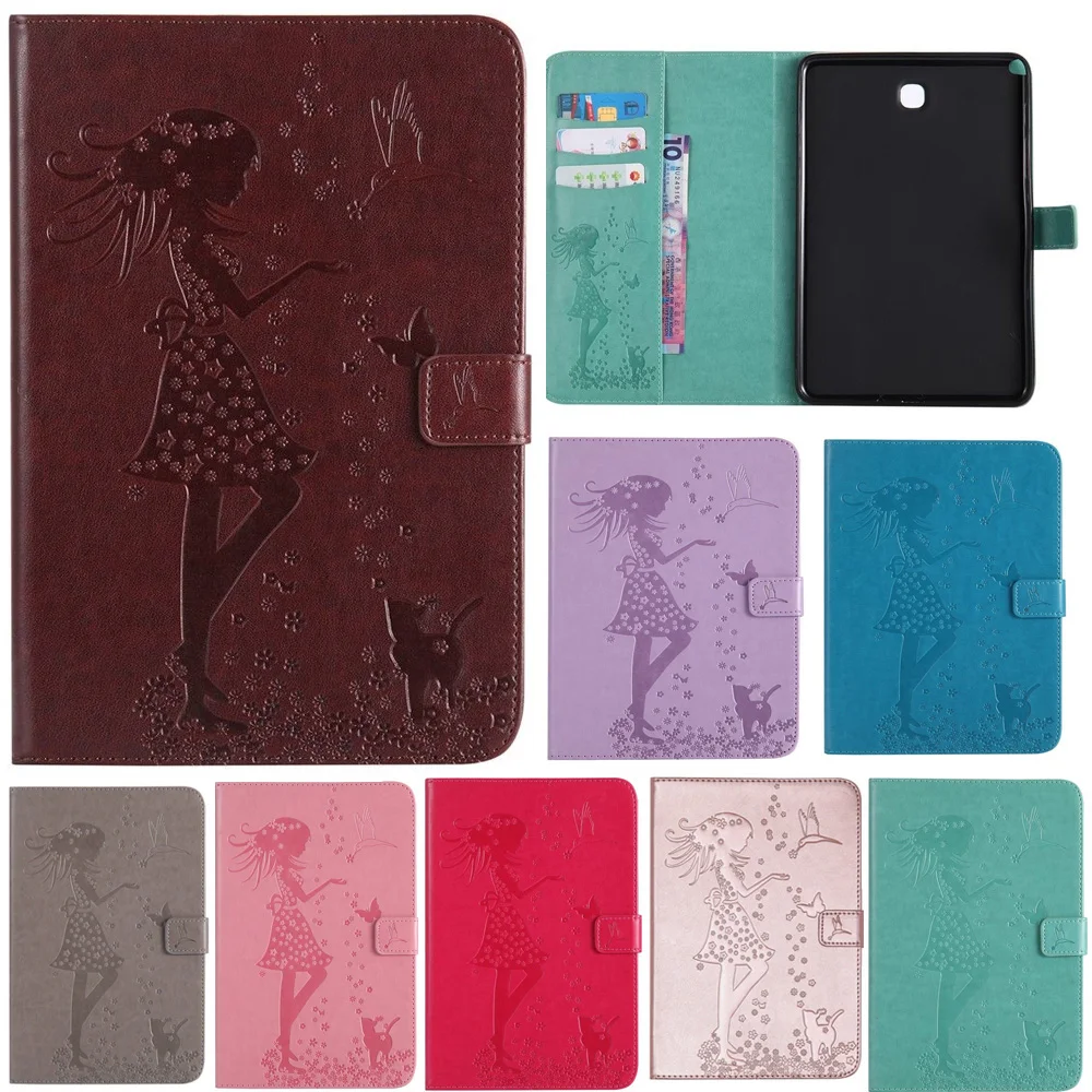 

For iPad Air Air 2 Case Cat Girl Embossed PU Leather Magnetic Stand Case with Auto Wake/Sleep Smart Cover For ipad 5 ipad 6