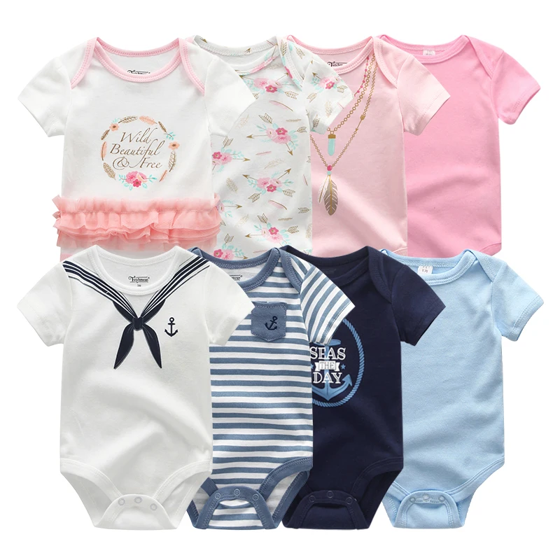 

2019 Newest 4PCS/Lot Unisex Baby Girl Clothes Unicorn Bodysuits Baby Boy Clothes Ropa bebe Cotton Short Sleeve Girls Clothing