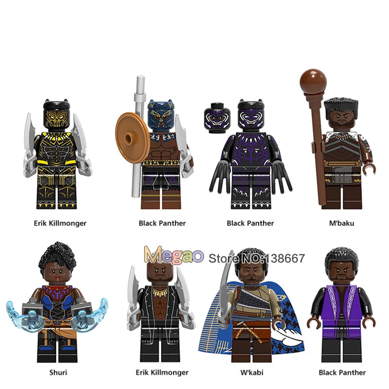 

Single Sale Building Blocks Super Heroes Erik Killonger Black Panther M' baku Shurl Bricks for Children Toys Gifts X0191