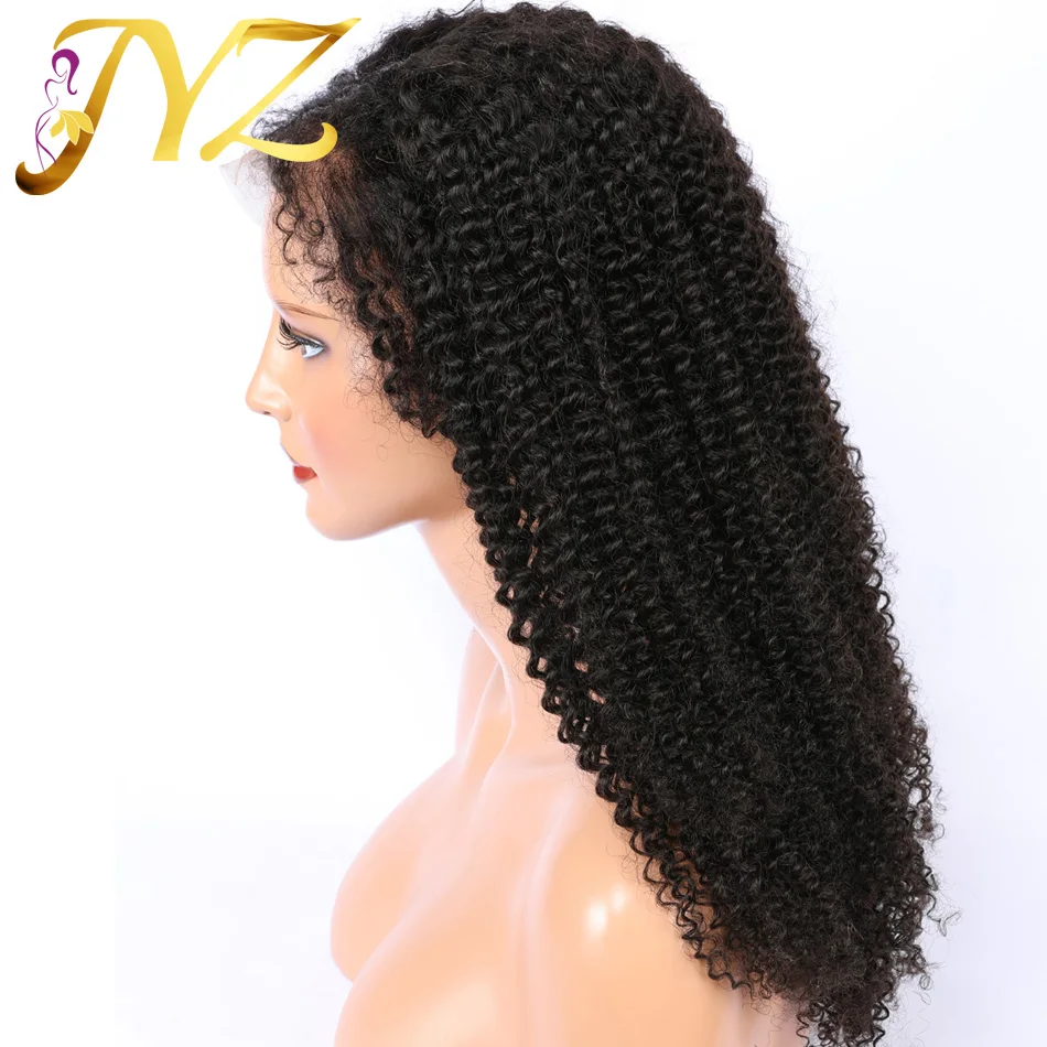 Кудрявый вьющиеся волосы полные парики шнурка для черный Для женщин бразильские полные парики шнурка человеческих волос парики remy человеческие с детскими волосами
