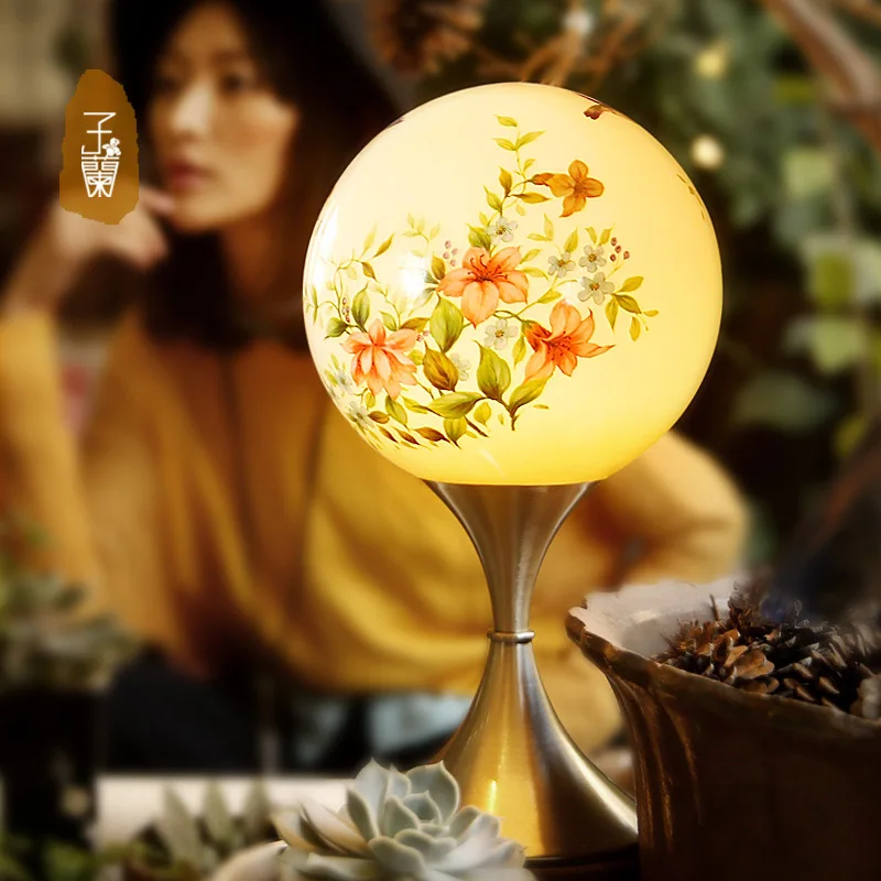 Dimming lamp bedroom bedside lamp rustic circle adjustable modern