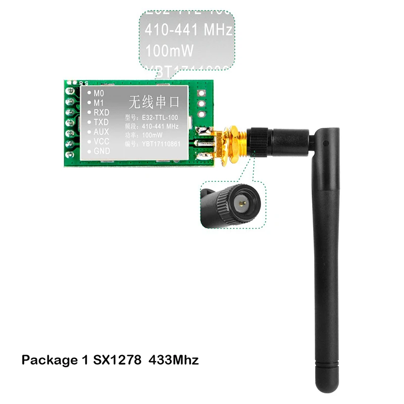 SX1278/SX1276 LoRa Радио беспроводной 433/868/915 МГц UART серийный модуль LoRaWAN передатчик приемник+ 3dBi SMA Антенна для Arduino - Комплект: Комплект 1