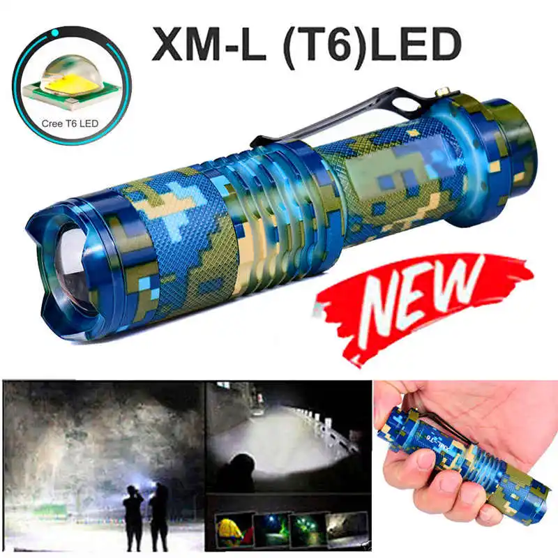 Zoomable T6 LED 5 Modes Flashlight Torch Zoom Lamp fanatic Outdoor Light powerful led flashlight use 18650 battery #3S20 | Лампы и