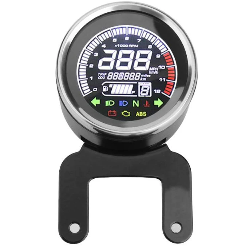 

VODOOL 12V Motorcycle LCD Light Digital Speedometer Tachometer Odometer Water Temp Fuel Oil Gauge Motorbike Styling Speed Meter