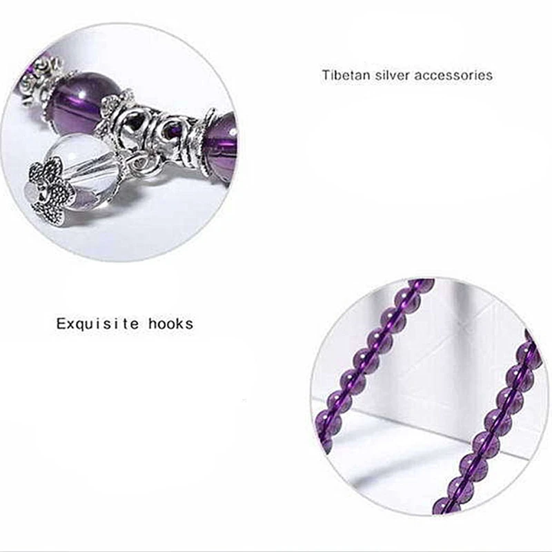 Трендовый натуральный камень любовь фиолетовый браслет из бисера Винтаж Шарм круглая цепь бисер браслеты ювелирные изделия для женщин друг подарок