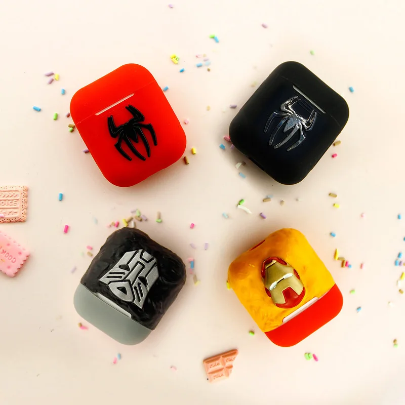 

Unique 3D Spiderman Iroman Cartoon Style Silicone Case For Apple Airpods Accessories Protective Decor Cover Pouch Earphone Case