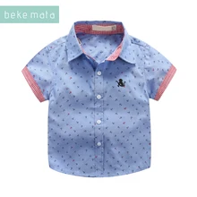 BEKE MATA/Детские рубашки для мальчиков летняя коллекция года, повседневные школьные рубашки с короткими рукавами и принтом якоря для мальчиков возрастом от 3 до 11 лет, новая детская одежда