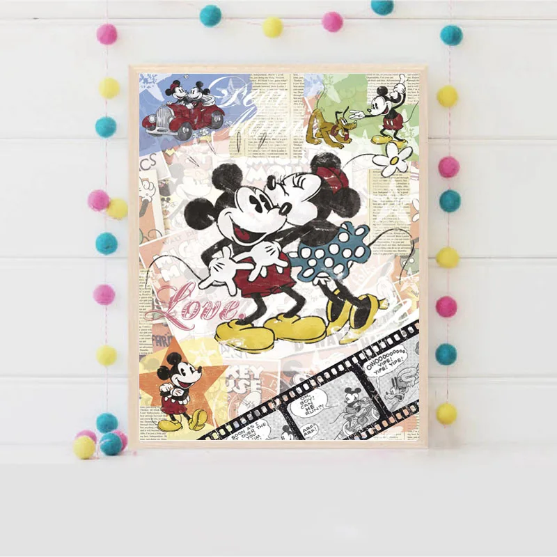 

Vintage Mickey Mouse Quotes Wallpaper Minimalist Art Canvas Poster Painting Wall Picture Print Nursery Home Bedroom Decoration