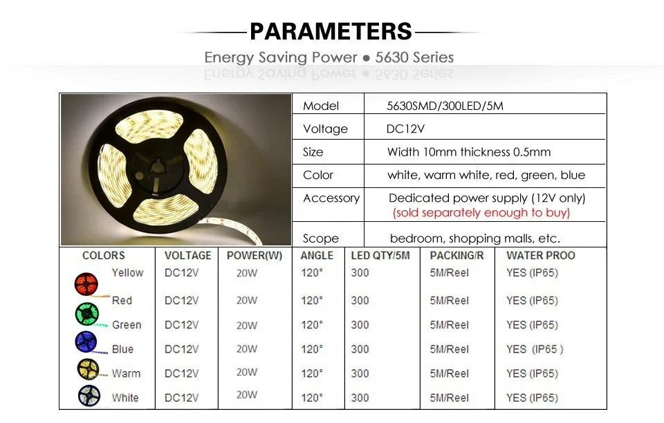 Smd5630 светодиодный светильник 5730 ip65 DC 12 В 300 светодиодный 5 м белый теплый белый красный зеленый синий 3000 К 6500 к супер яркий светодиодный светильник