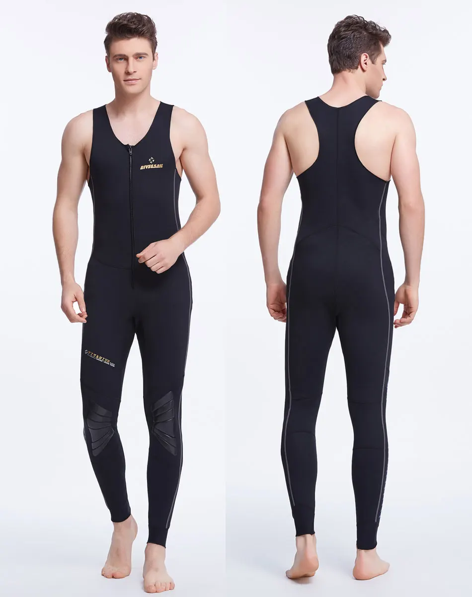 

Sports Men's Long John Wetsuit Front Zipper Black 1.5mm Neoprene Men's Sleeveless Wetsuits For Diving Snorkeling Surfing Scuba