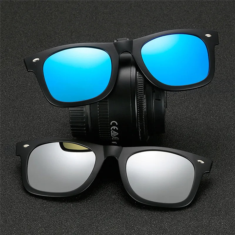 

New High Quality Convenient Portable Driving Polarized Myopic Mirrored Clip-on Glasses UV400 Retro Flip-up Sunglasses#288217