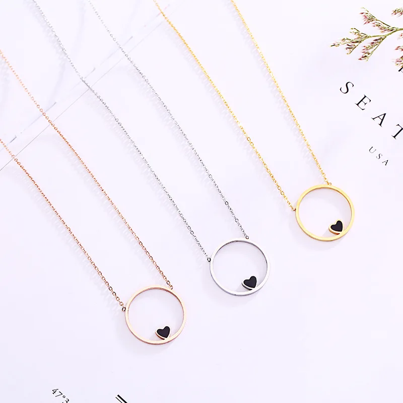 

Fashion Jewelry ,titanium Jewelry,Rose gold titanium steel heart necklace