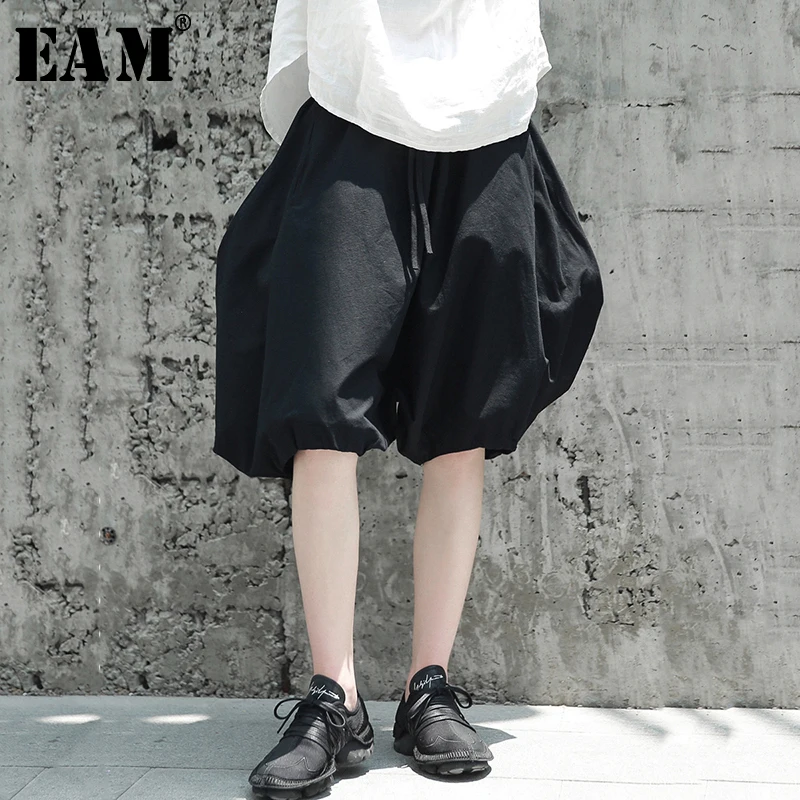 

[EAM] 2019 New Spring High Waist Drawstring Bandage Adjustable Temperament Lantern Pants Women Trousers Fashion JG328