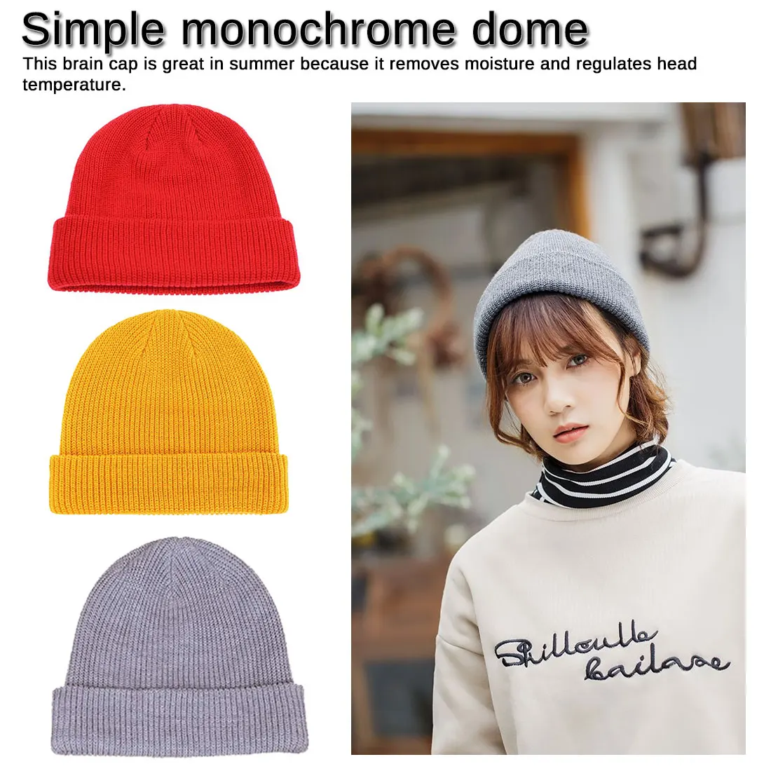 

Winter Warm Knitted Casual Short Thread Hip Hop Hat Adult Men Beanie Wool Knitted Beanie Skull Cap Elastic Brief Hats Unisex
